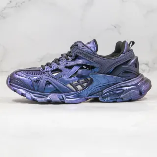Balenciaga Purple Black Iridescent Metallic Multi-Layered Cage Overlay Chunky Sneakers