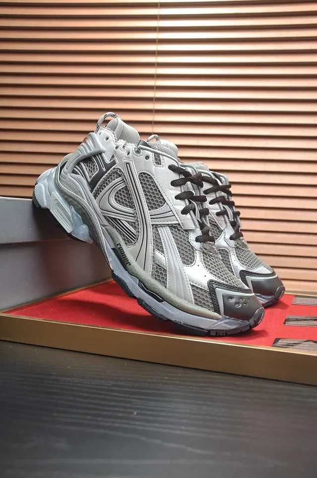 Balenciaga Runner Light Gray and Black Chunky Sneakers 4