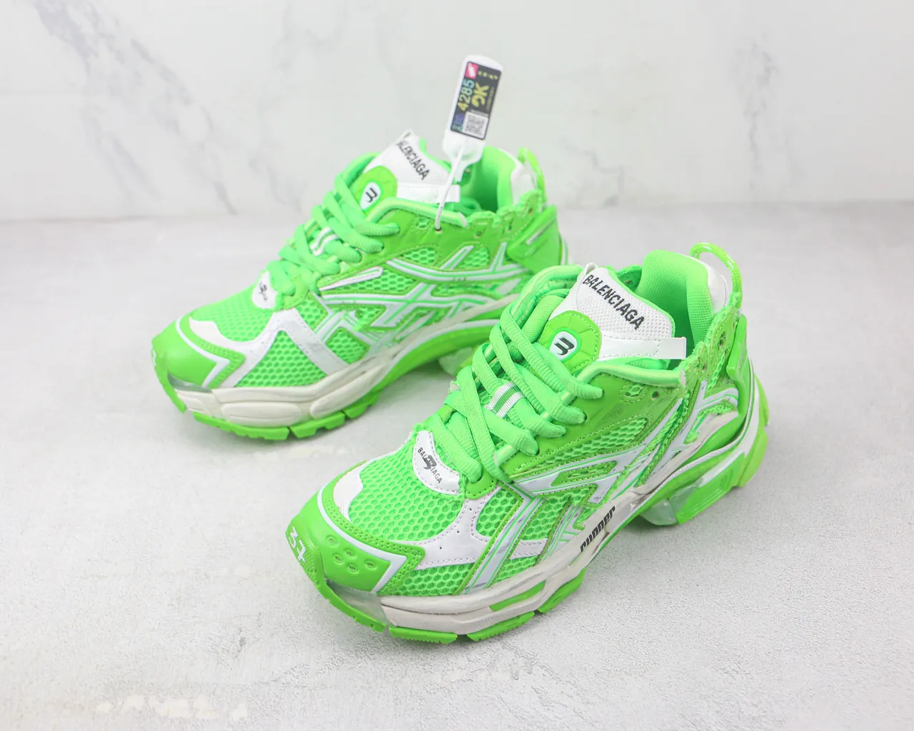 Balenciaga Runner Neon Green Mesh Chunky Sneakers 4