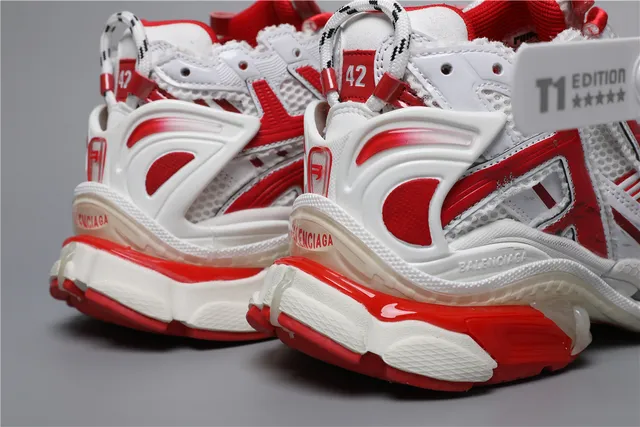 Balenciaga Runner أبيض/أحمر حذاء رياضي سميك 4