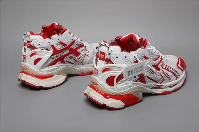 Balenciaga Runner أبيض/أحمر حذاء رياضي سميك 5