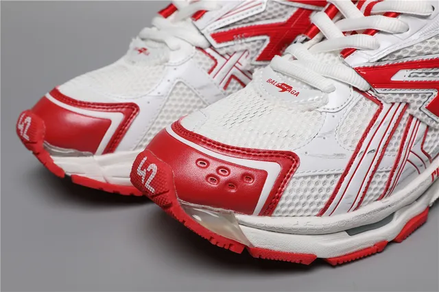 Balenciaga Runner أبيض/أحمر حذاء رياضي سميك 6