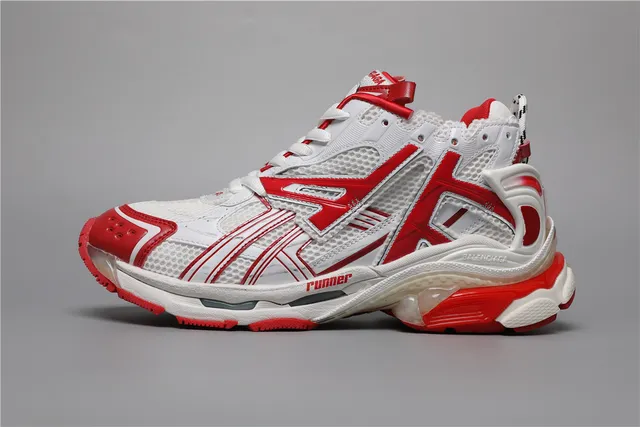 Balenciaga Runner أبيض/أحمر حذاء رياضي سميك 9