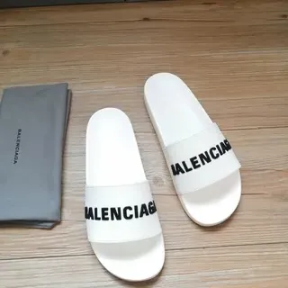 Balenciaga Slide blanc Logo pantoufles