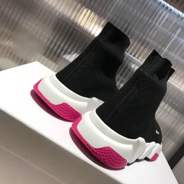 Balenciaga Speed Trainer Sneakers Lifestyle Preto Branco Rosa 2