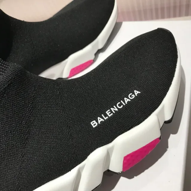 Balenciaga Speed Trainer Sneakers Lifestyle Preto Branco Rosa 3
