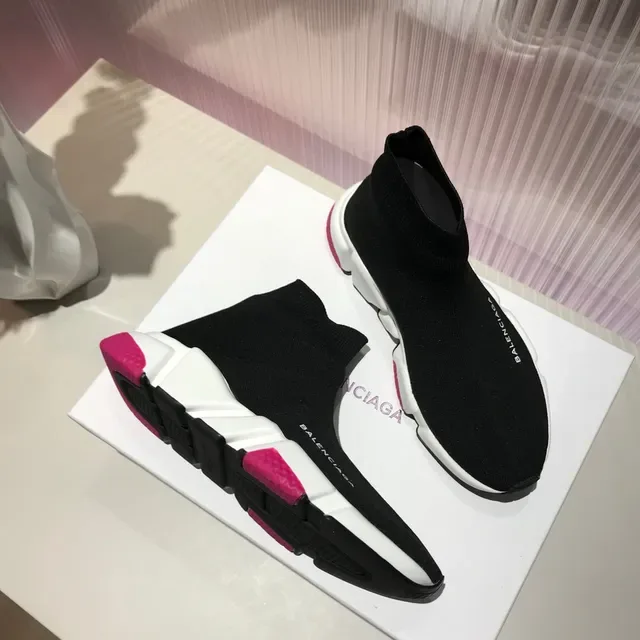 Balenciaga Speed Trainer Sneakers Lifestyle Preto Branco Rosa 4