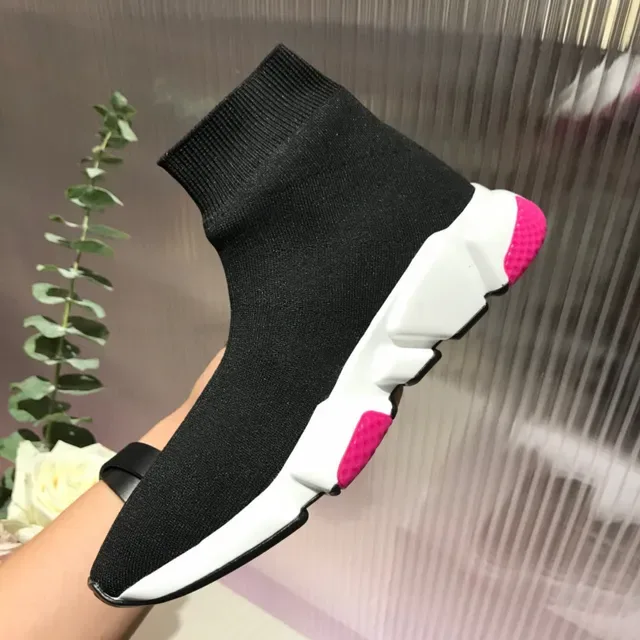 Balenciaga Speed Trainer Sneakers Lifestyle Preto Branco Rosa 5