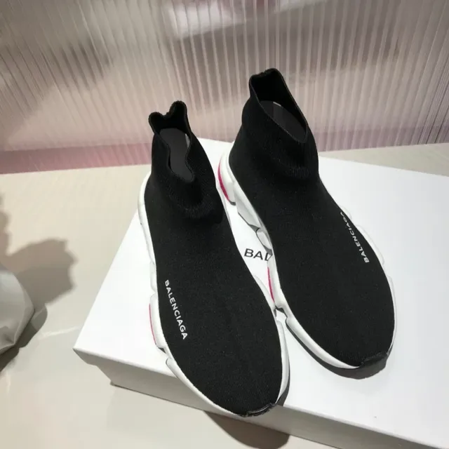 Balenciaga Speed Trainer Sneakers Lifestyle Preto Branco Rosa 6