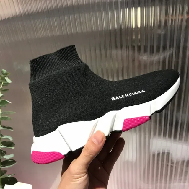 Balenciaga Speed Trainer Sneakers Lifestyle Preto Branco Rosa 8