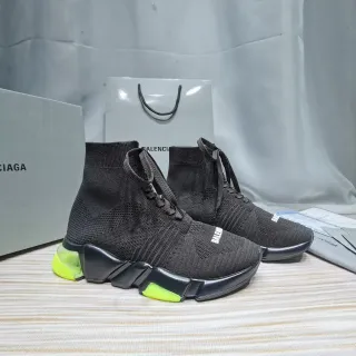 Balenciaga Speed Trainer काली पीली निट सॉक फिट अपर स्कल्प्टेड सोल चंकी स्नीकर