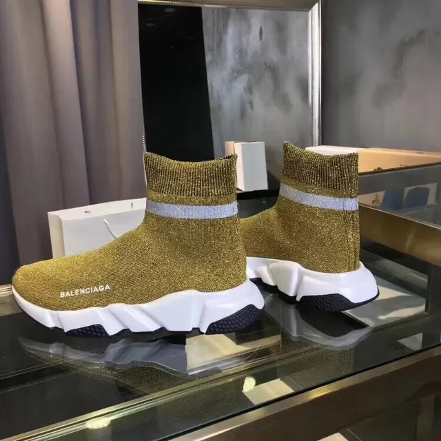Balenciaga Speed Trainer Tênis Lifestyle Tricô Dourado Brilhante 5