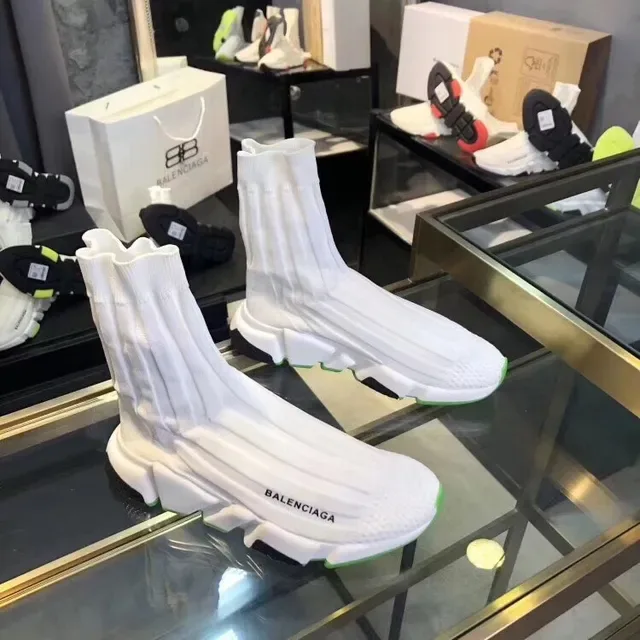 Balenciaga Speed Trainer zapatillas lifestyle blancas y verde lima 4