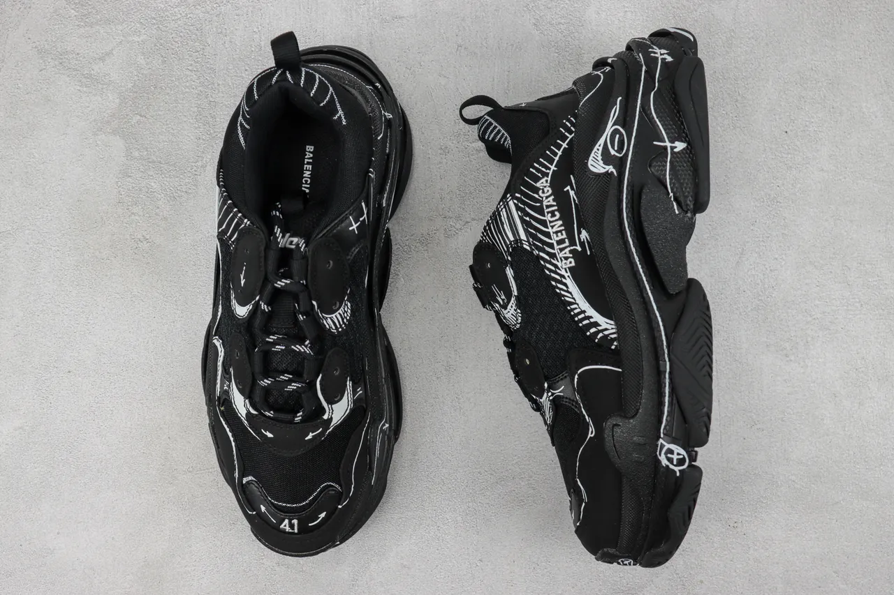Balenciaga Track Noir Blanc Semelle Oversized Maille Et Synthétique Haut Chunky Sneakers 3