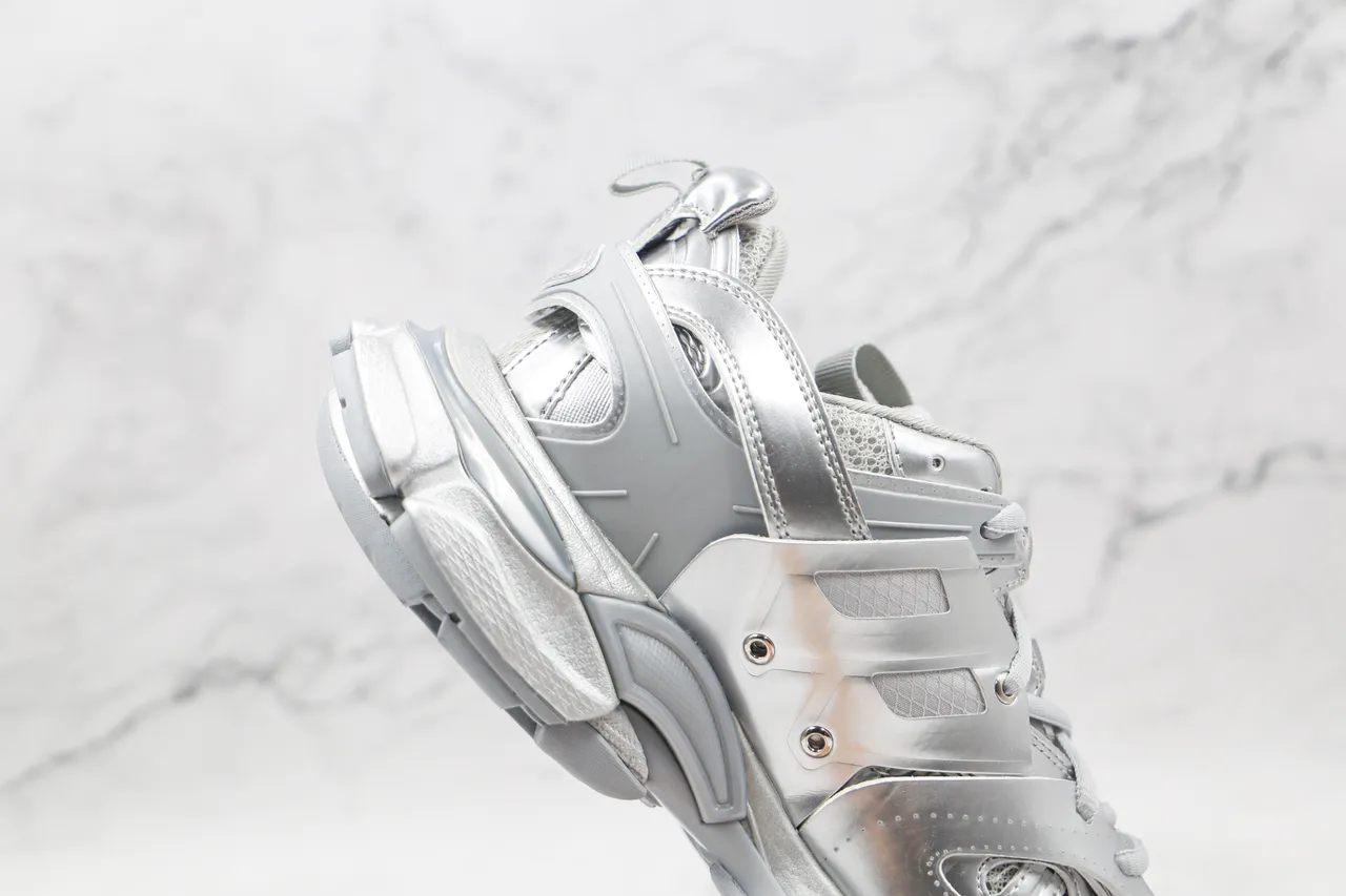 Balenciaga Track Trainer Metallic Silver Chunky Sneakers 7
