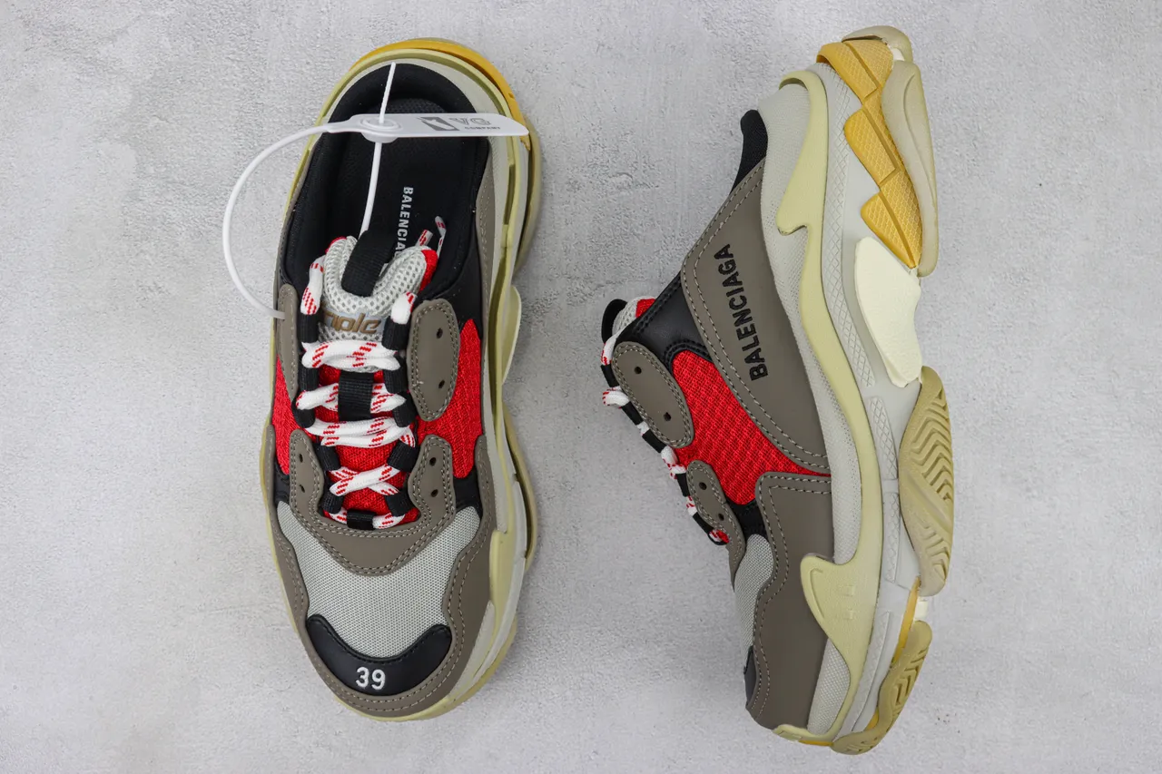 Balenciaga Track Trainer Chaussures épaisses rouges grises crème 3