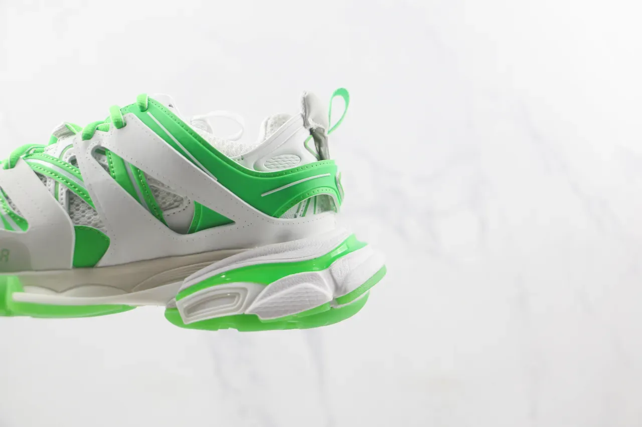 Balenciaga Track Trainer হোয়াইট এবং নিওন গ্রিন চাঙ্কি স্নিকার্স 7