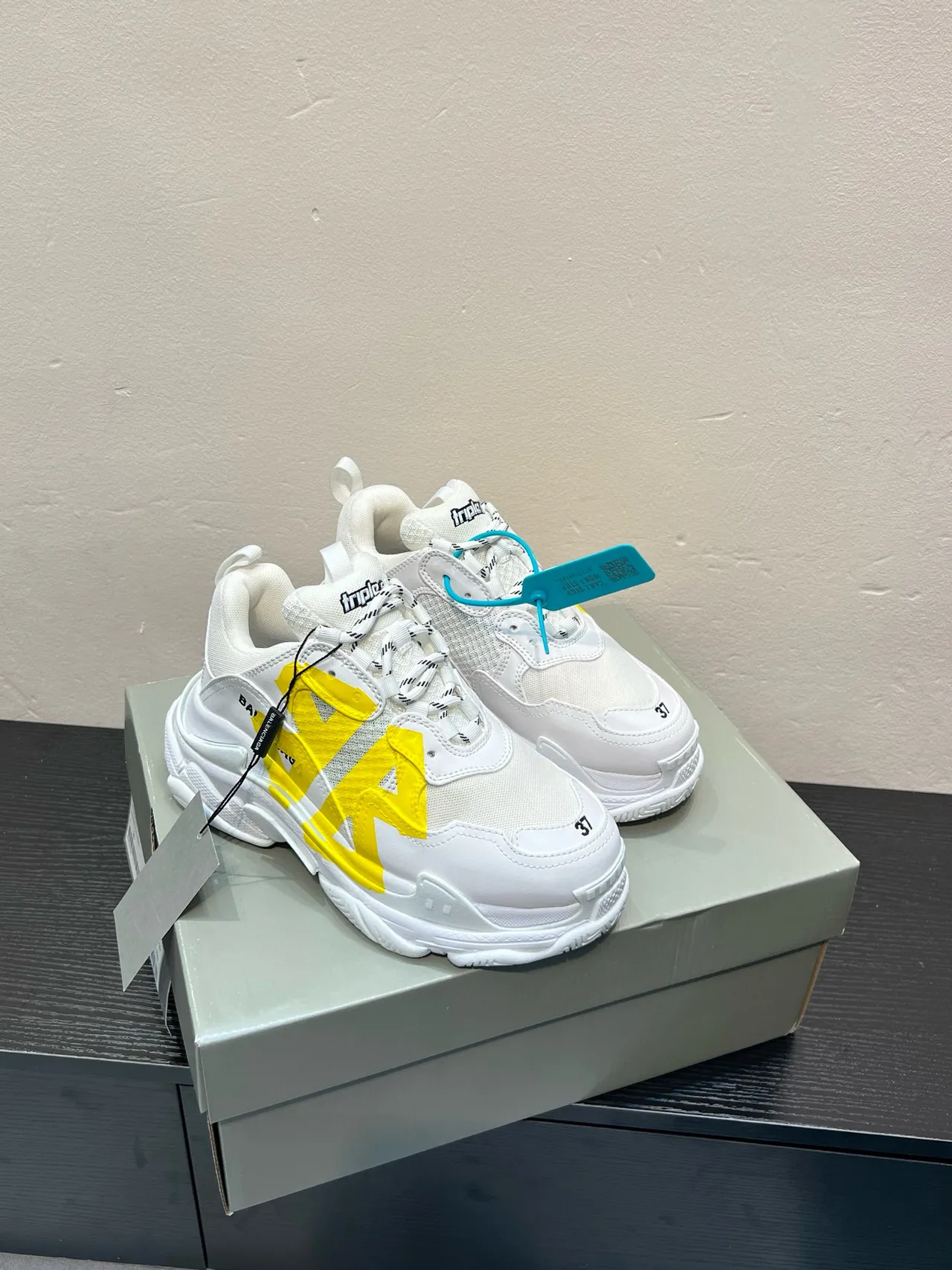 Balenciaga Track Trainer White Yellow Chunky Sneakers 4