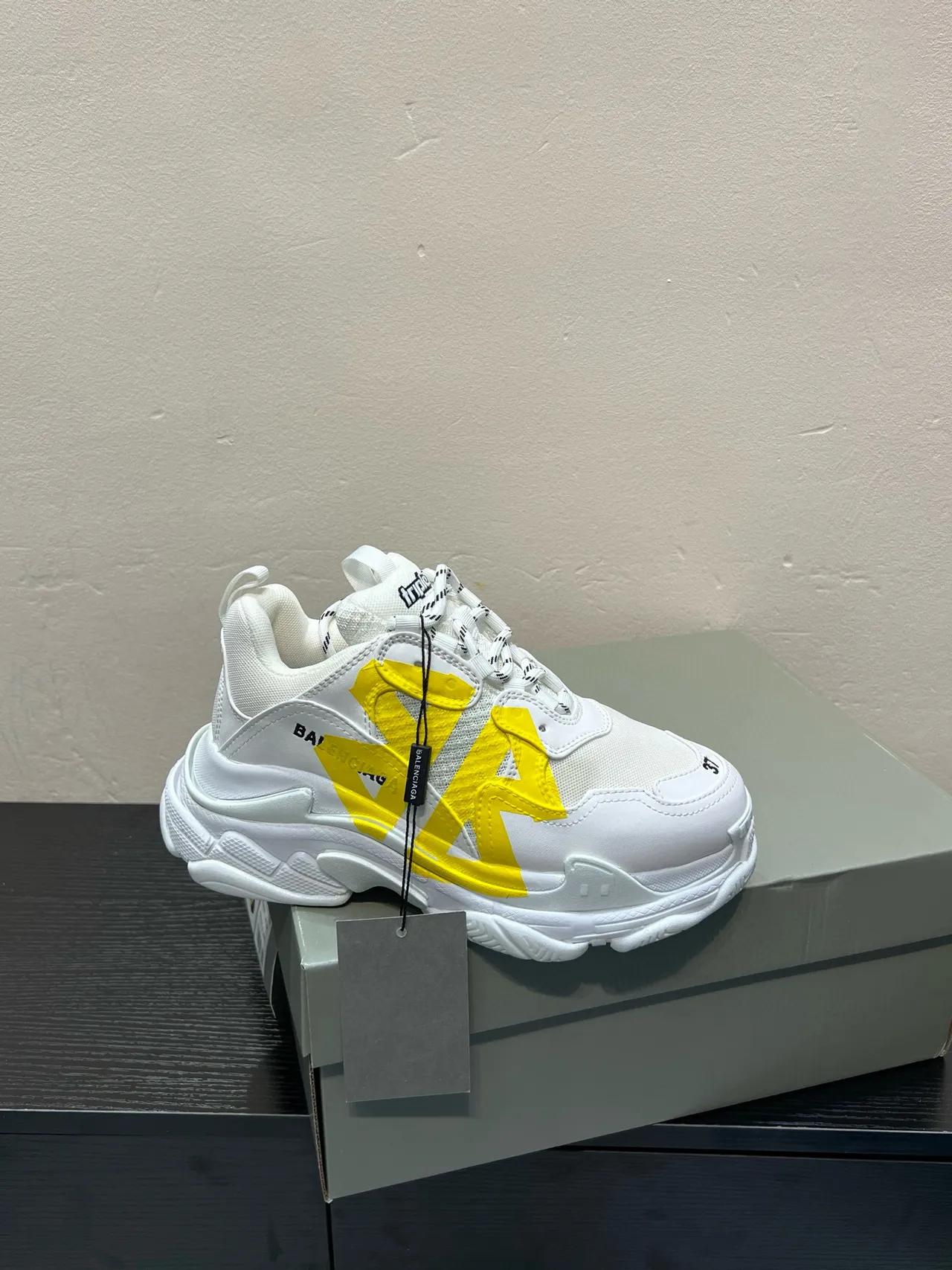 Balenciaga Track Trainer White Yellow Chunky Sneakers 8