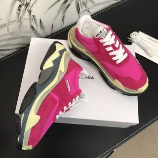 Balenciaga Triple S Fuchsia Pink Yellow Gray Chunky Sneakers