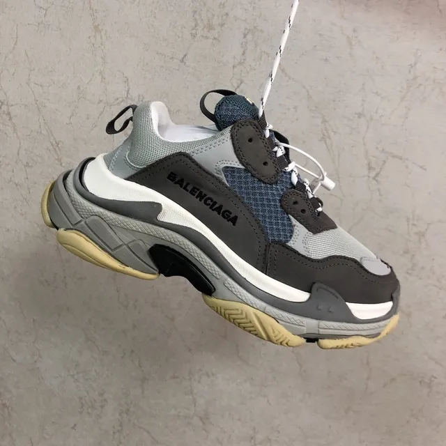 Balenciaga Triple S Gray Blue Yellow Chunky Sneakers 5