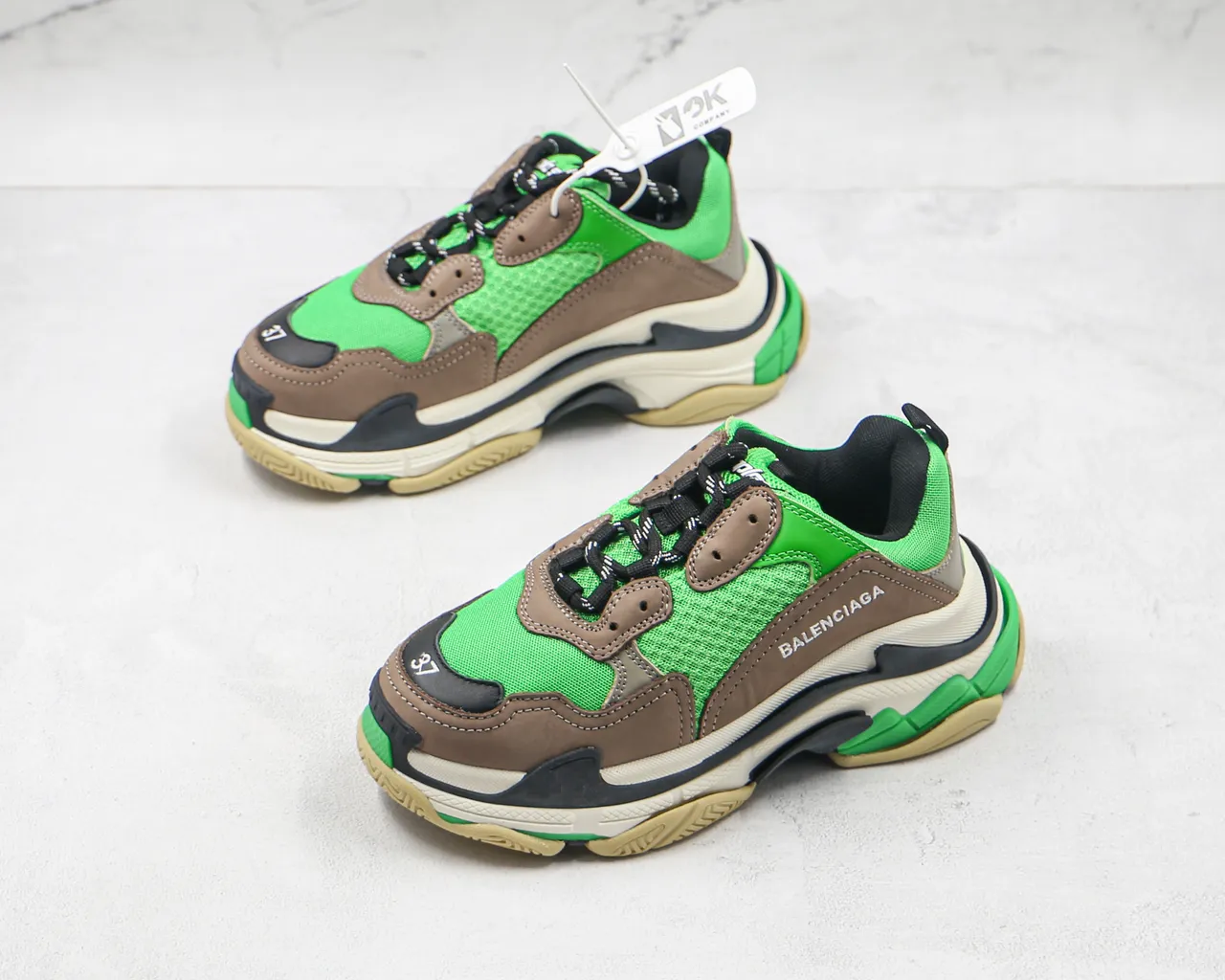 Balenciaga Triple S সবুজ বাদামি চাঙ্কি স্নিকার 7