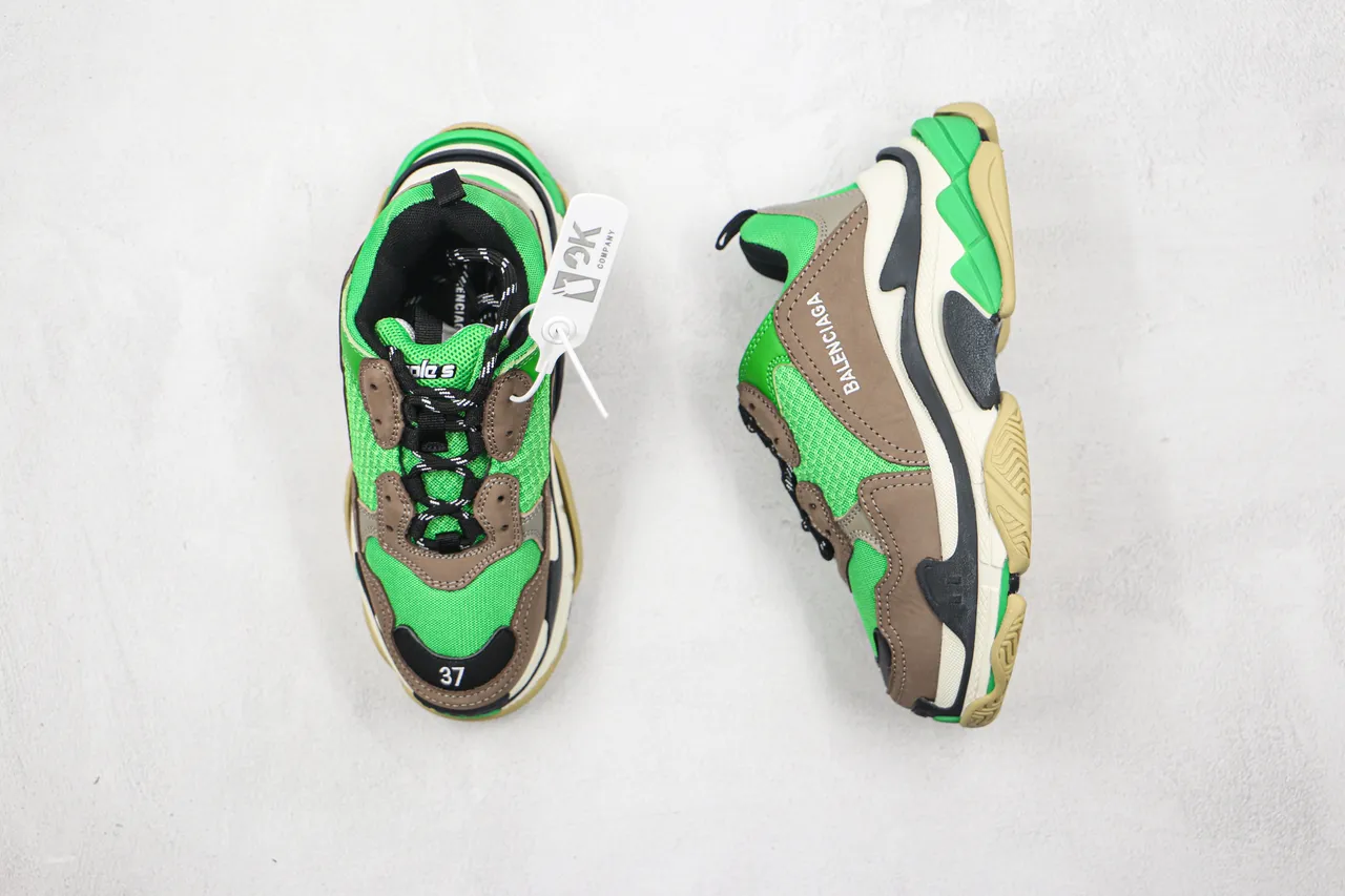 Balenciaga Triple S সবুজ বাদামি চাঙ্কি স্নিকার 8