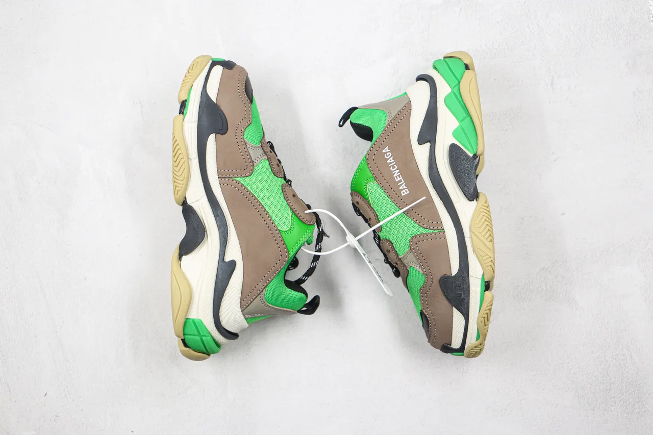 Balenciaga Triple S সবুজ বাদামি চাঙ্কি স্নিকার 9