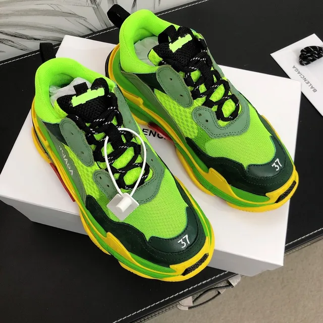 Balenciaga Triple S नियोन हरा पीला मोटी स्नीकर्स 2