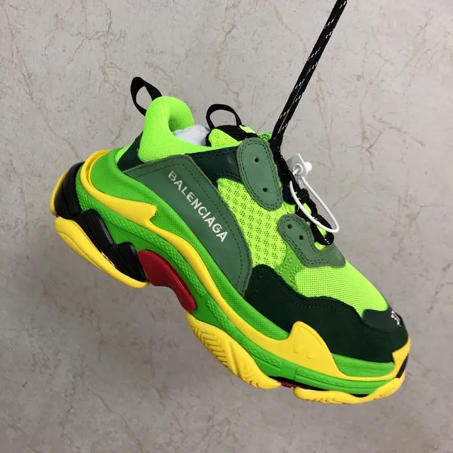 Balenciaga Triple S नियोन हरा पीला मोटी स्नीकर्स 5