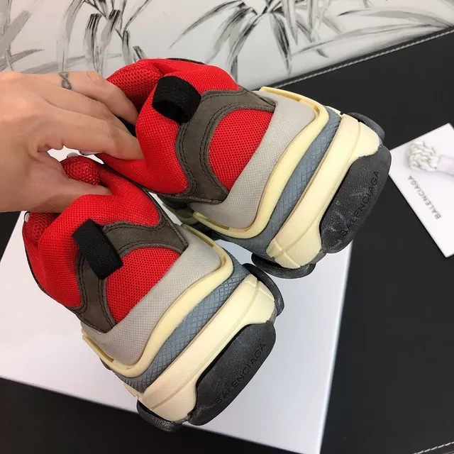 Balenciaga Triple S Red Brown Cream Chunky Sneakers 4