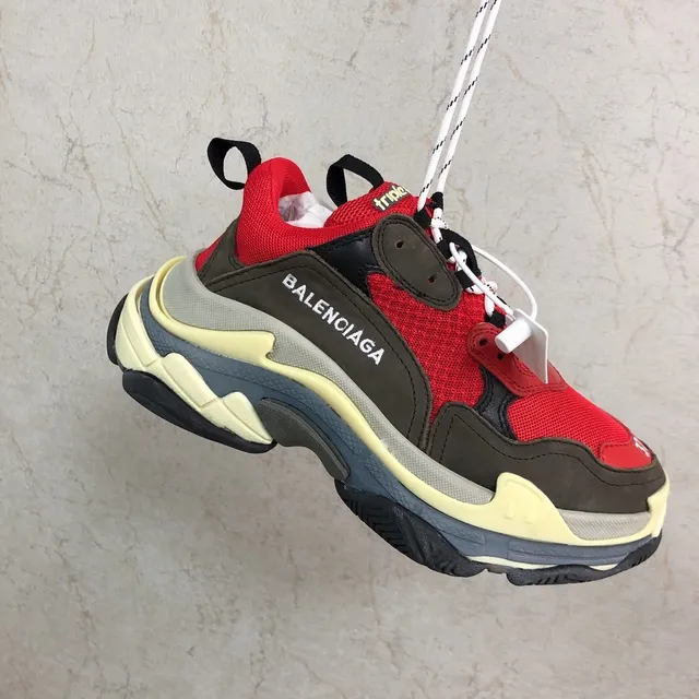 Balenciaga Triple S Red Brown Cream Chunky Sneakers 5