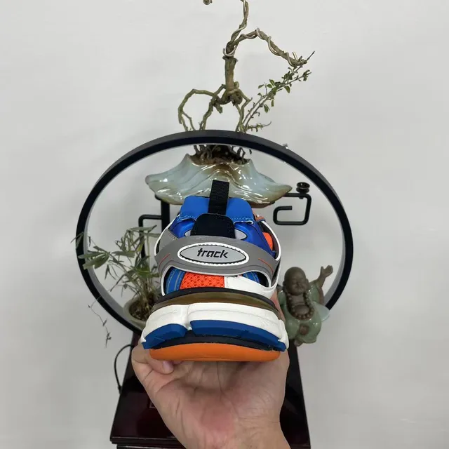 Balenciaga White Orange Sole Multi-Panel Cage Construction Chunky Sneakers 2