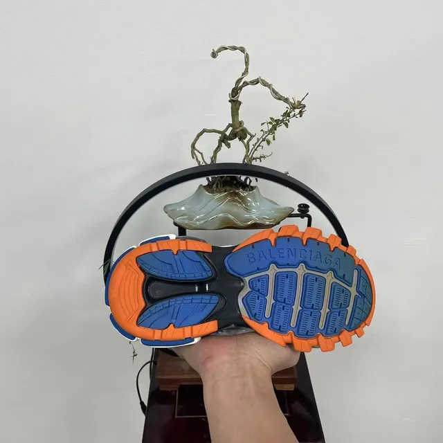 Balenciaga White Orange Sole Multi-Panel Cage Construction Chunky Sneakers 3