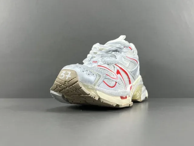 Balenciaga White Red Mesh And Synthetic Overlay Upper Sculpted Multi-Layered Sole Chunky Sneakers 14