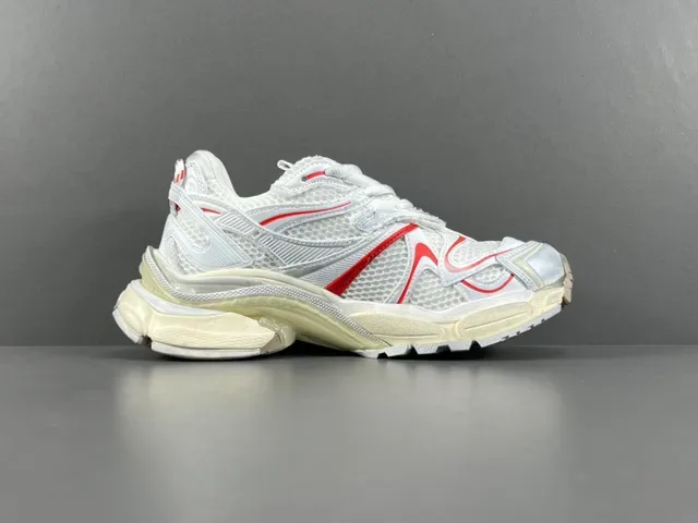 Balenciaga White Red Mesh And Synthetic Overlay Upper Sculpted Multi-Layered Sole Chunky Sneakers 18