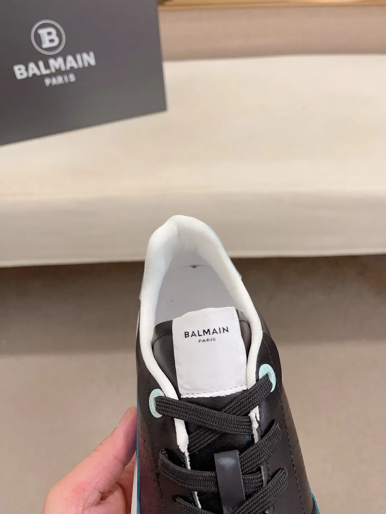 Balmain B-Court Black and Blue Platform Lifestyle Sneakers 6