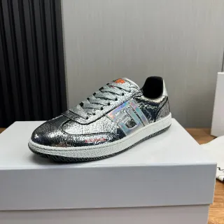 Balmain B-Court Cracked Metallic Silver Holographic Lifestyle Sneakers