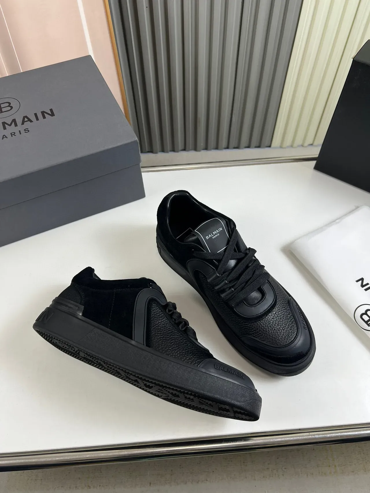 Balmain B-Court Monochrome Black Lifestyle Sneakers 5