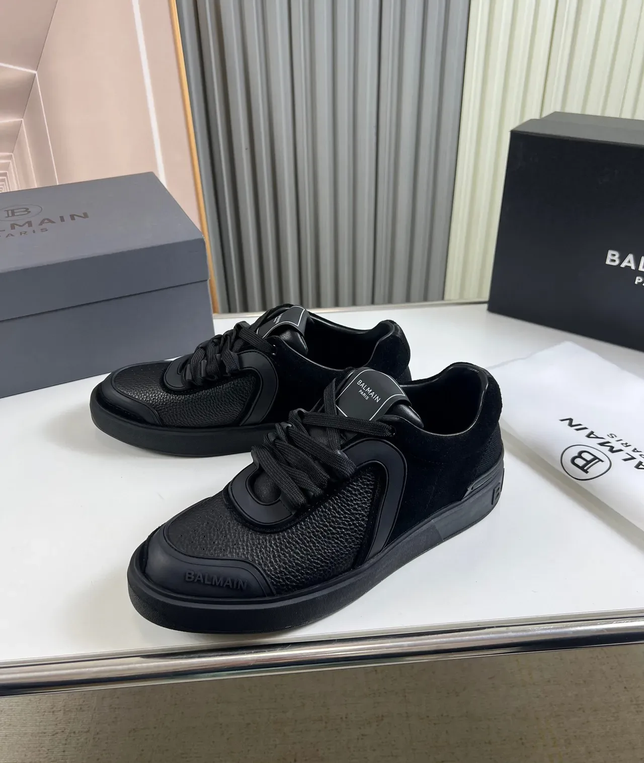 Balmain B-Court Monochrome Black Lifestyle Sneakers 7