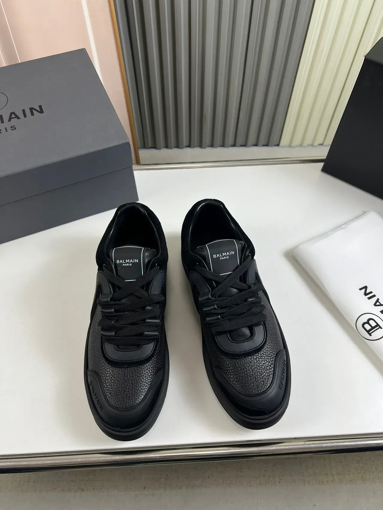 Balmain B-Court Monochrome Black Lifestyle Sneakers 8