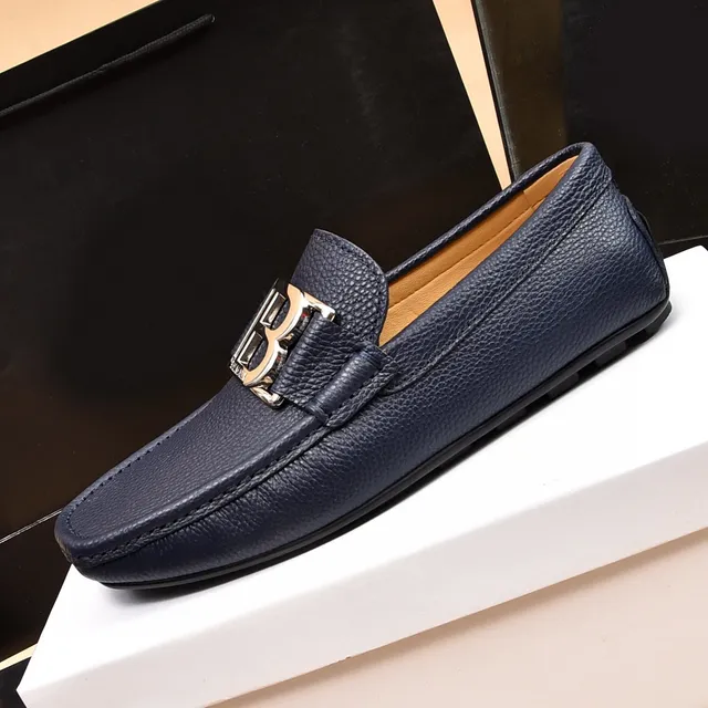 Balmain B-Court Bleu marine Cuir Peppled Mocassins 5