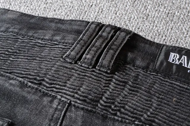 Balmain Black Cargo-Pocket Ribbed-Knit Paneling Jeans 15