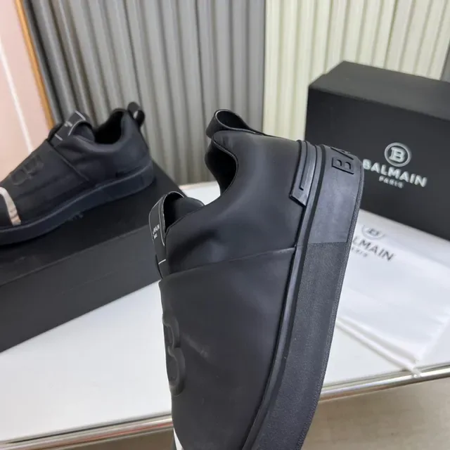Balmain काला चांदी स्लिप-ऑन चमड़े की ऊपरी लाइफस्टाइल स्नीकर्स 3