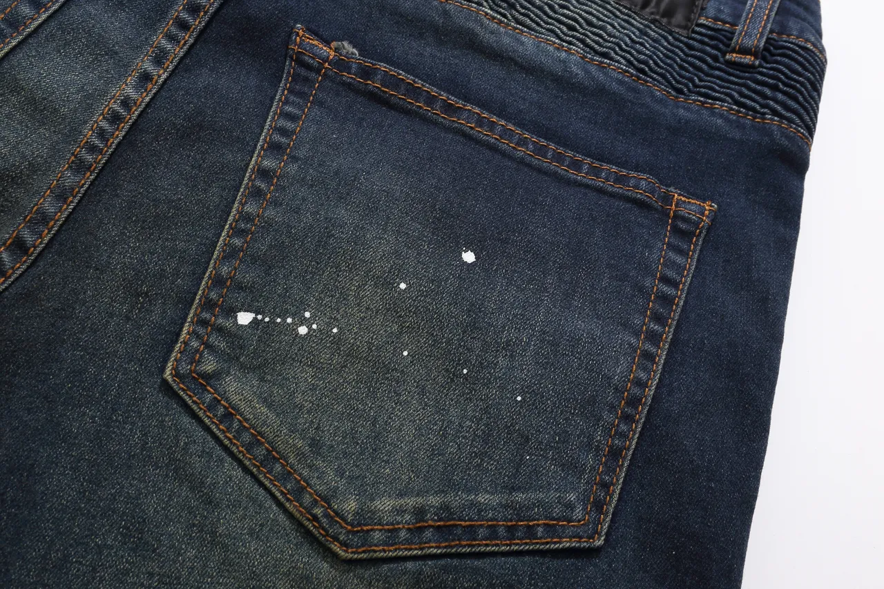 Balmain Distressed Indigo Paint-Splatter Denim Shorts 4