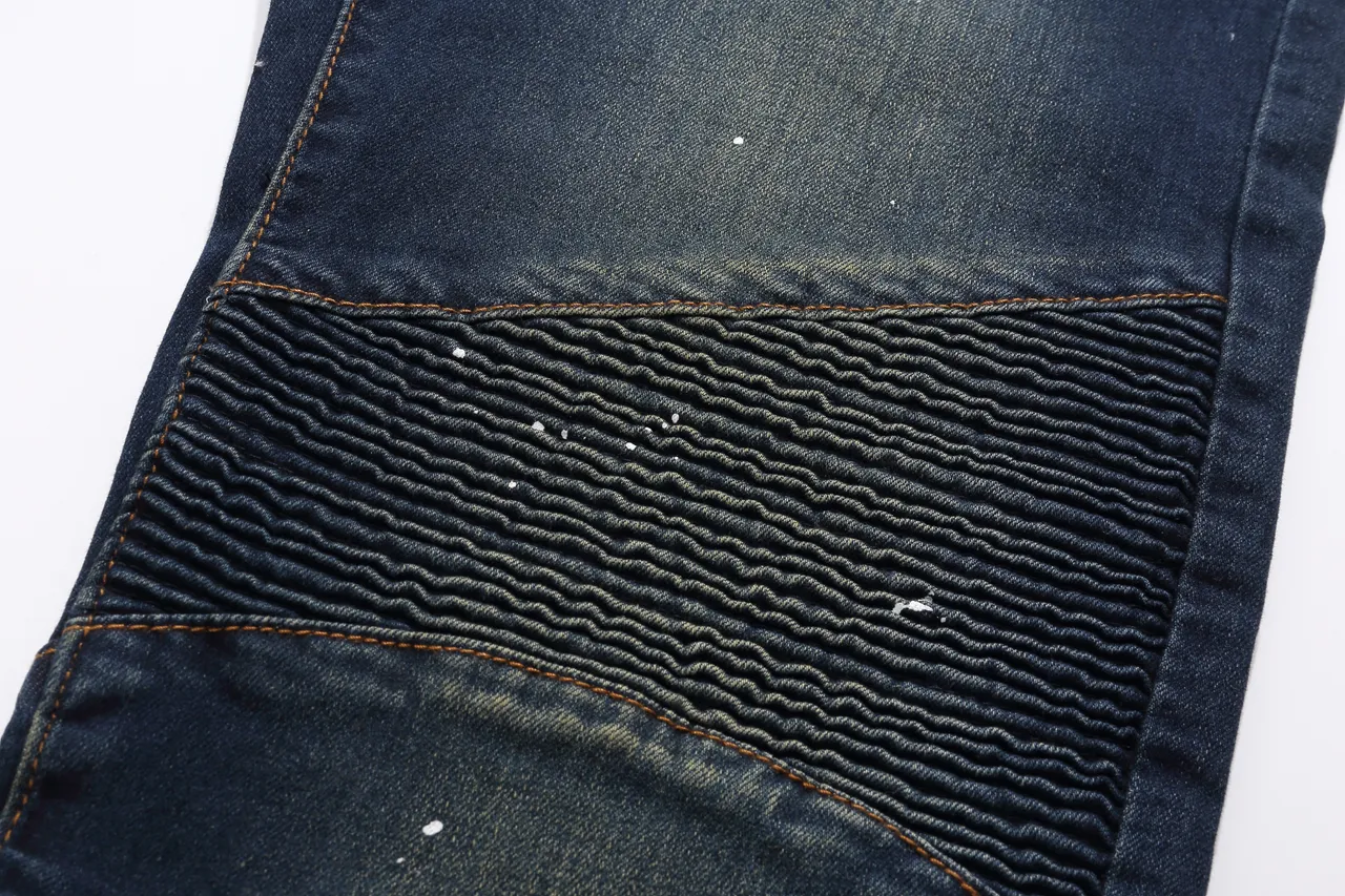 Balmain Distressed Indigo Paint-Splatter Denim Shorts 13