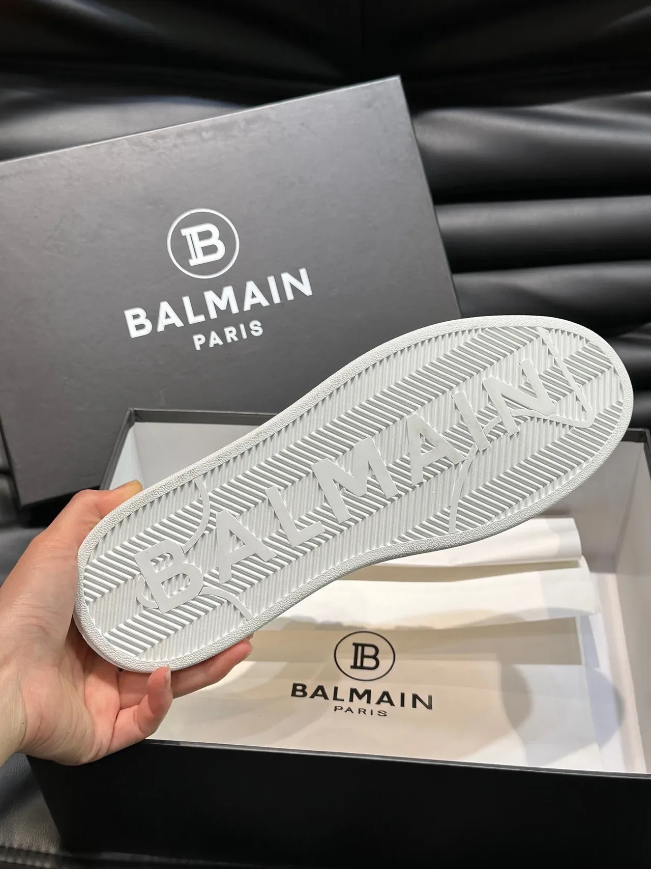Balmain Gris Blanco Capas Cuero Y Malla Superior Tacón Plataforma Esculpido Calzado Lifestyle 9