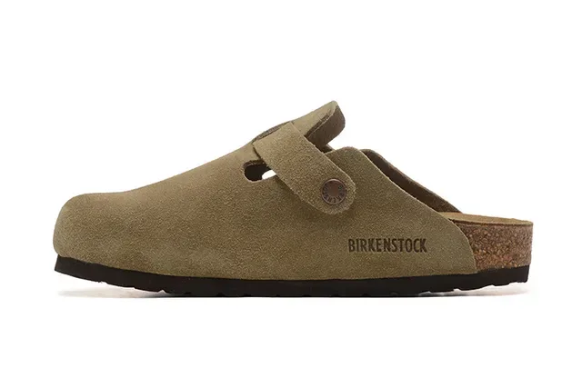 Birkenstock Arizona সুয়েড অলিভ-ট্যান স্লিপার্স 5