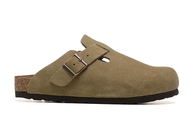 Birkenstock Arizona সুয়েড অলিভ-ট্যান স্লিপার্স 6