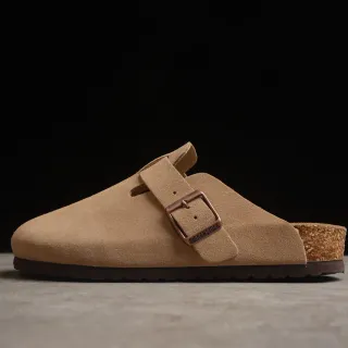 Birkenstock Arizona भूरी सuede एक बक़ल स्लिपर